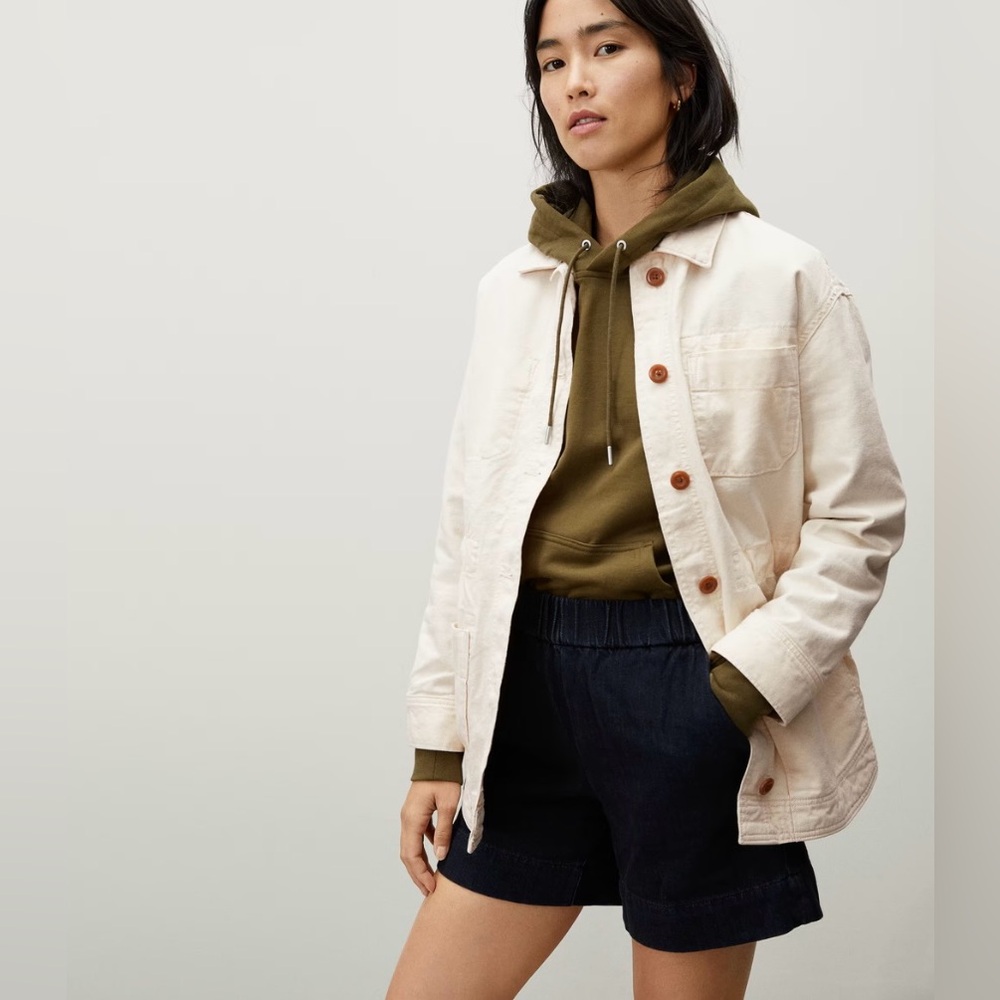 EVERLANE  Women’s Canvas Chinchable Chore Jacket Size S Bone / Ivory